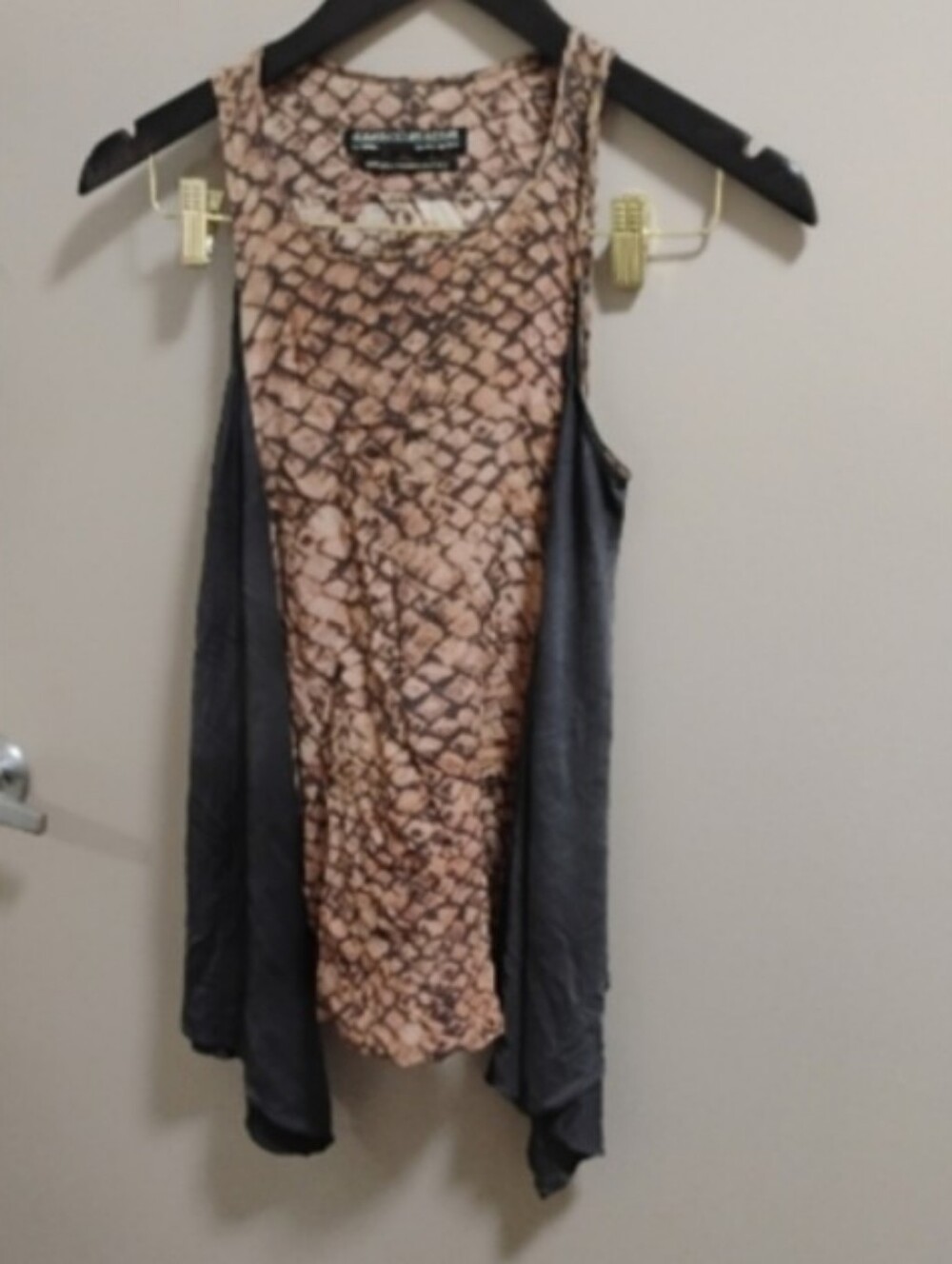 All Saints Women's Bleach Python Print Draped Silk Tank Top Sz 2 US